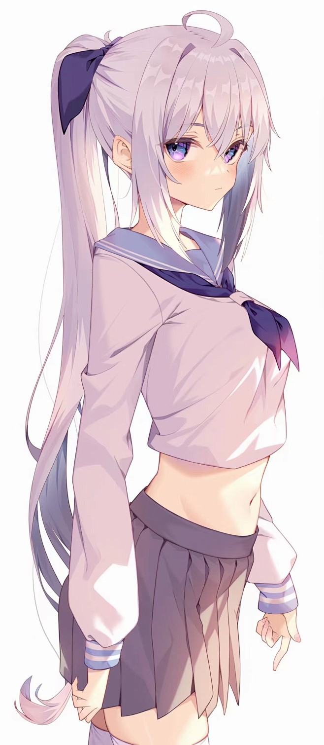 水手服 白发少女 光