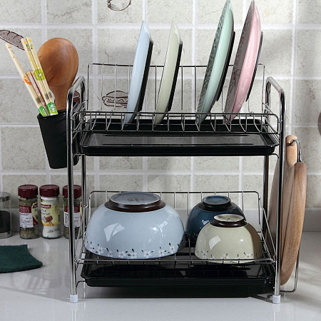 双层碗碟架 不锈钢晾碗架子 厨房用具置物...
