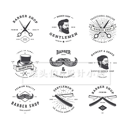 复古男士发型BARBERSHOP造型美发LOGO理发剪刀刮胡刀标志矢量素材-淘宝网图片_logo/标志/素材/【持续更新中...】图片素材-花瓣网