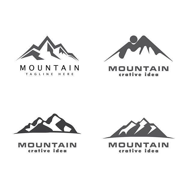 大山雪山户外登山旅游露营标志logo矢量...