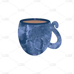 可爱的陶瓷蓝色马克杯在斯堪的纳维亚风格。时尚的杯子。手绘矢量图