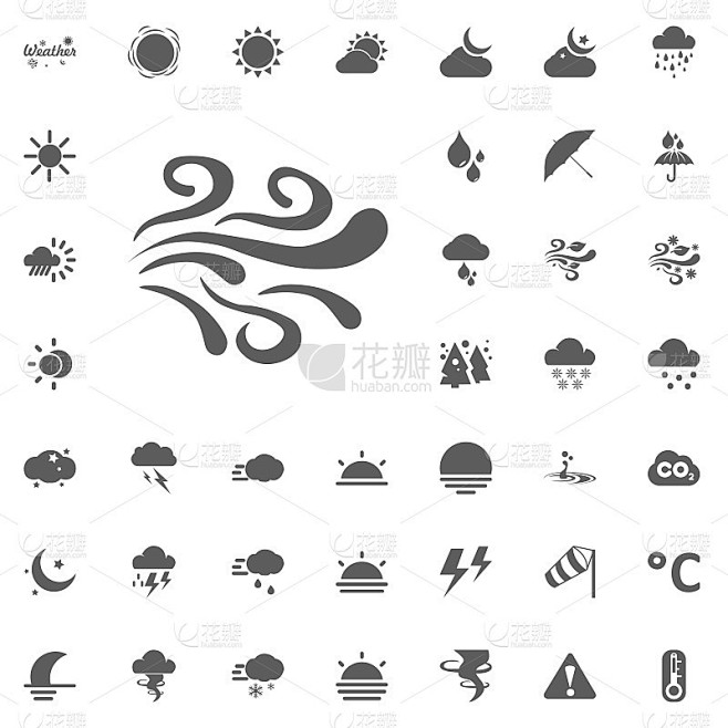 风矢量图标。天气矢量图标集