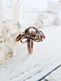 Wire wrapped ring - Wire copper jewelry - Boho style - Gift for women - Pearl ring : White magic and romantic dreams live in this jewelry. Wire wrapped copper ring with Swarovski pearl will be a wonderful gift for someone special. Ring size - 7, but I can