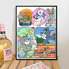 猫和老鼠diy数字油画卡通填色填充手工手绘动漫装饰涂色画油彩画-tmall.com天猫