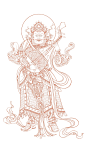 四大天王白描稿|四位守护法 - 小红书