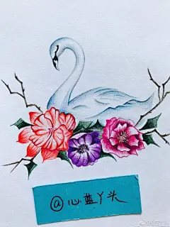 彩铅画一只天鹅~~原图是水彩，感觉用彩铅更好控制。素材来自avdeva~~#心蓝手绘自习室##每日彩铅##彩铅教程##手绘彩铅画##我爱彩铅画##彩铅手绘# @彩铅画教程 @手绘插画教程 ​​​​
