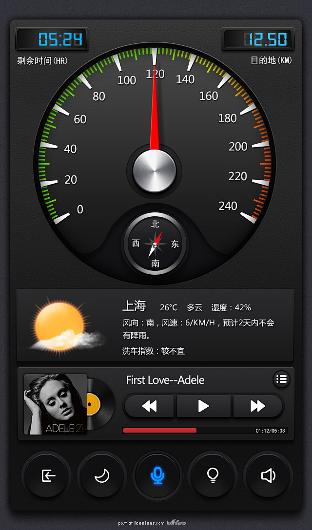 车载界面一小部分 - 界面设计粉丝团 -...