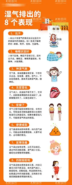 排湿表现海报  - 源文件下载【酷图网】海报,健康,知识,排湿,表现,养生,湿气,