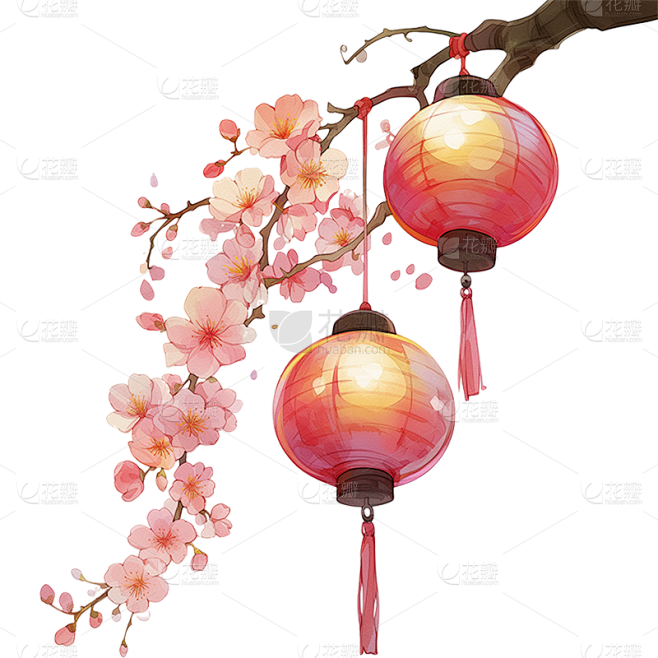 中国风通用古风插画灯笼元素素材