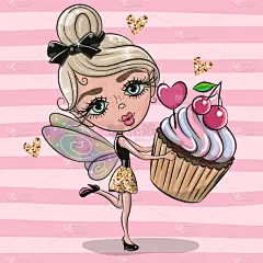 可爱的,女孩,纸杯蛋糕,粉色,仙女,卡通,摆拍,肖像,公主,嘴唇