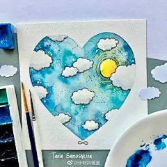 【暖暖的水彩插画】
给你我的一颗心，里面有柔软的云朵，呆萌的猫咪，幸福的小镇，美丽的诗句。还有和你在一起的一年四季。

我的心里呀，满满的都是你。 

作者：Tania Samoshkina ​
#手帐素材插画手绘##简笔画# ​​​@爱微藏 ​​​​