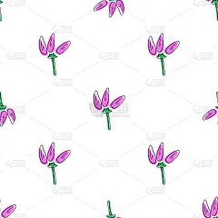 矢量无缝模式与粉红色的花在白色的背景。