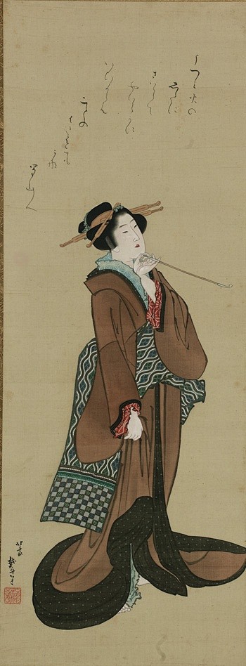 女人拿着烟斗，C。 1814-1815葛...