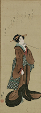 女人拿着烟斗，C。 1814-1815葛饰北斋（日本1760-1849）