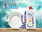 bottle with dishwashing liquid soap detergent
