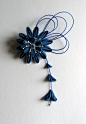 Blue Kanzashi Flower Hair Fascinator.@北坤人素材
