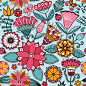 Summer patterns : Seamless texture with flowers and butterflies. Endless floral pattern.