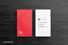 红白色简约名片设计模板Clean Business Card Template 设计模板 