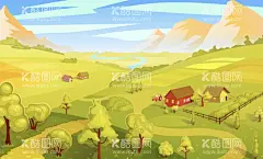 生态农村插画  - 源文件下载【酷图网】农村,生态农村,农村插画,乡村,乡村风景,农村风景,美丽乡村,美丽农村,村庄,生态乡村,田园风光,农田,田野