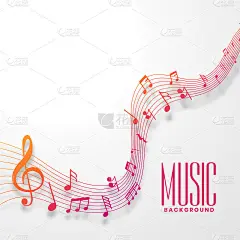 音乐音符，线条波浪，色彩缤纷的风格设计