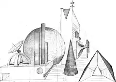 幻想 建筑学 未来 科幻 抽象的 子弹 圆锥形 抛物面镜