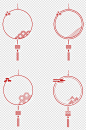 简约国风中式线条边框圆形设计免扣元素