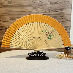 杭州王星记女士手绘折扇丝绸绢扇中国特色工艺古典竹扇古代扇