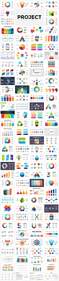 Infographics contains Illustrations,  lettering, banners, puzzle, sales funnels, abstract background