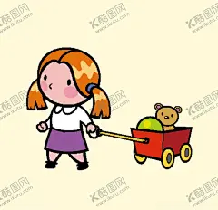 女孩拉小推车 【酷图网】女孩拉小推车,卡通女孩玩耍,女孩拿玩具,人物插画设计,男性人物设计,女性人物设计,儿童人物设计