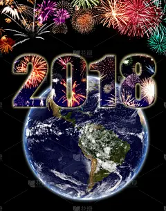 新年前夕,2018,美国宇航局,四元素,图像,垂直画幅,贺卡,新的,美国国庆日,夜晚