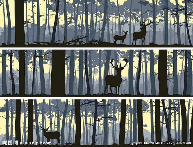林深见鹿剪影画
