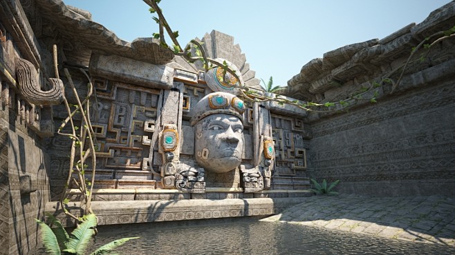玛雅文明遗迹失落的世界建筑3D模型的渲染...