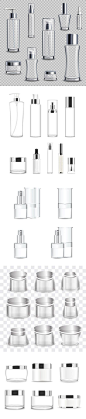5组透明玻璃化妆品空瓶矢量素材 EPS格式