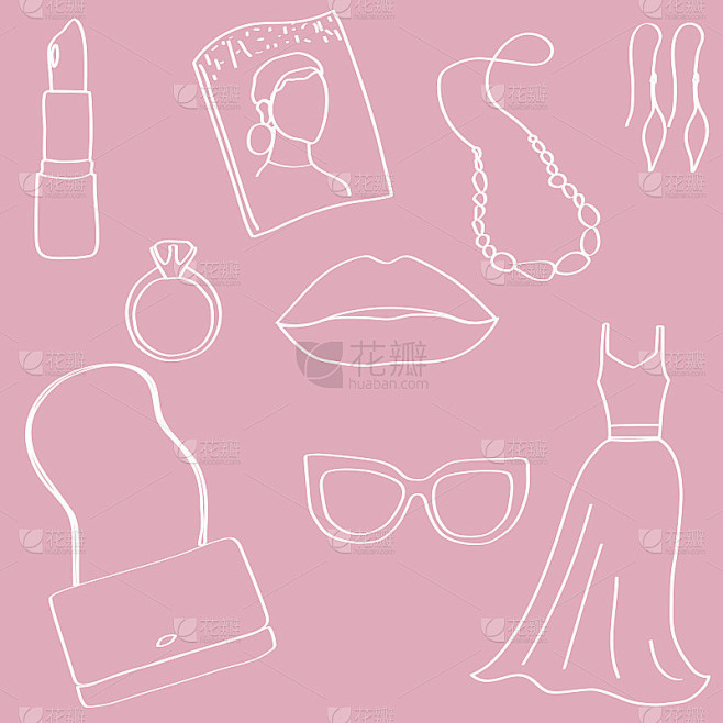 Feminine design elements, women and girly objects