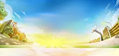 卡通背景_新图网 https://ixintu.com 唯美 学校 篮球架 海报banner 卡通 童趣 手绘