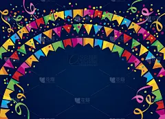 愉快的背景与旗帜的派对