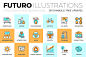 Futuro Icons Collection : Futuro icons collection with fantastic consistency of lines and colors, performed with last trends of design, both flat and line style combination. Available both for personal and commercial usage under the royalty-free license.F