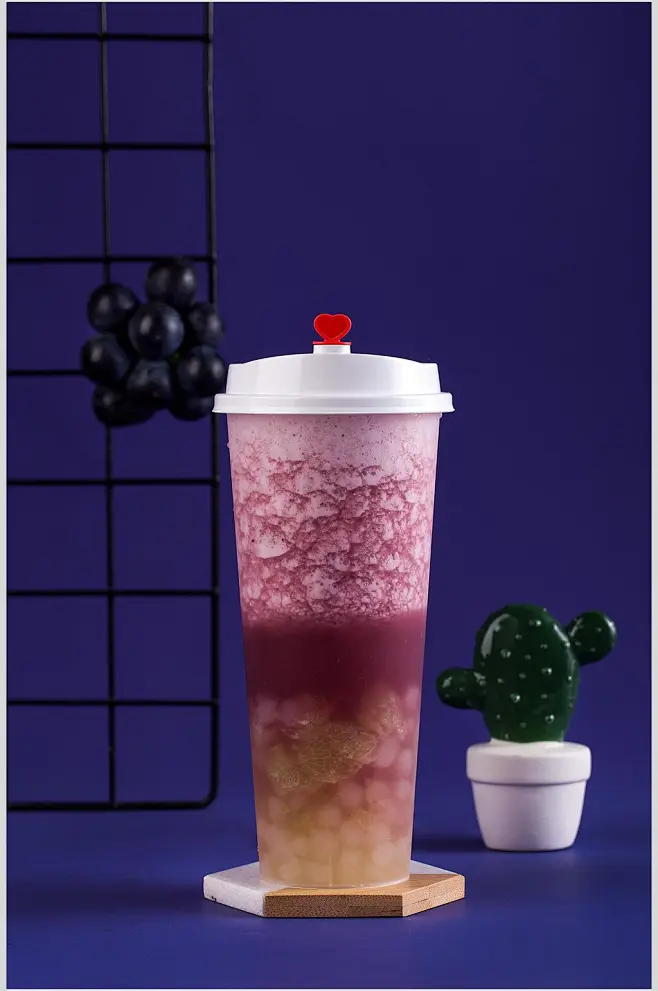 清新紫色葡萄摆拍奶茶背景图-花瓣网