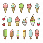 美味的彩色冰淇淋矢量图标集
