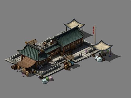 3dmax游戏场景素材古代房子建筑模型