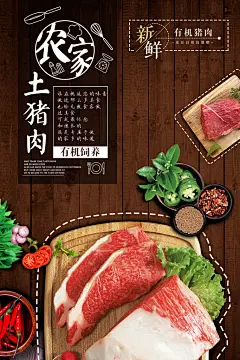 农家土猪肉土特产海报