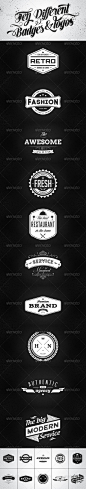 "10 Retro badges & logos vol.1" for wide range of uses. Suitable for retro logo or label, poster, flyer or sticker, packaging product design, t-shirt design and apparel.  Files are structured in folders for easy editing. Change text, edit co
