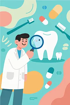 卡通风格牙齿健康保护