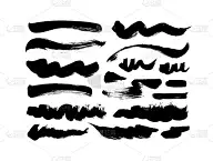 Black paint wavy and straight brush strokes vector