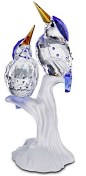 Swarovski Malachite Kingfishers.  Swarovski Crystal Figurine.