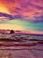 Would be really pretty with a watercolor sky, but the sand and beginning waves as acrylic that's really built up and 3-d-ish and use ink for the boat.: 