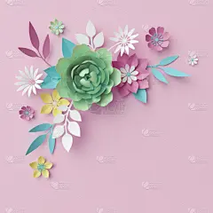 数码图形,三维图形,折纸工艺,花束,复活节,大丽花属,美,贺卡,无人,生日