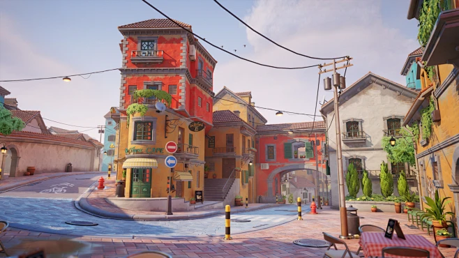 Stylized town-花瓣网