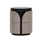 TL-2645 : Nightstand, top and the center of drawers in metallic finish, structure in veneer.