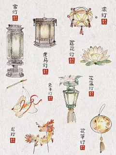 古风插画小物件-花灯_1_兔小鱼插画_来自小红书网页版